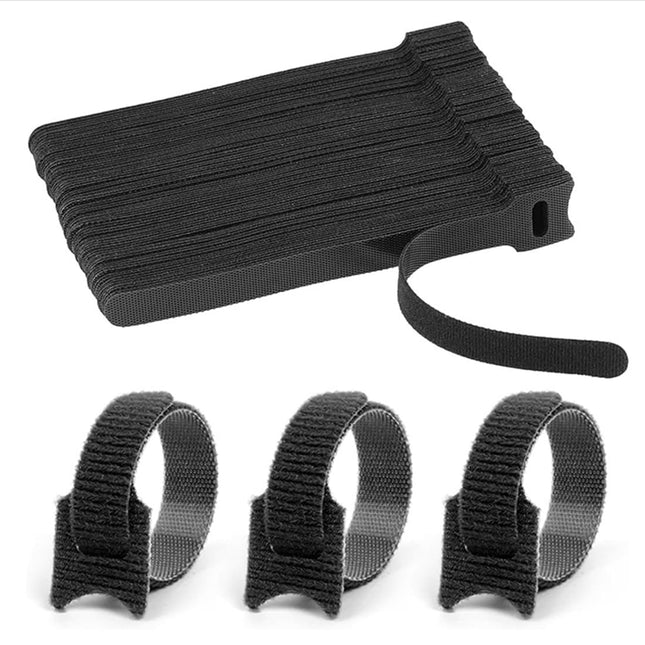 Reusable Cable Ties, Adjustable Cable Ties, Black Hook and Loop Cable Ties, Multipurpose Cable Ties, Cable Organizer for PC, Cell Phones, Computer Cable Management, 100 Pack