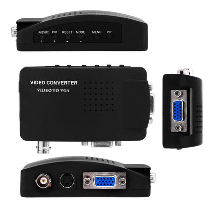 Zerone 1080p videomuundur, BNC/S-Video/VGA - VGA muundurkarp DVD/PDP/musta värvi