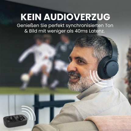 Avantree Ensemble – juhtmevabad kõrvaklapid teleri jaoks, 35-tunnise mänguajaga Bluetooth-kõrvaklapid laadimisjaama ja saatjaga seenioridele, ühildub optilise, AUX- või Bluetooth-heliväljundiga teleritega
