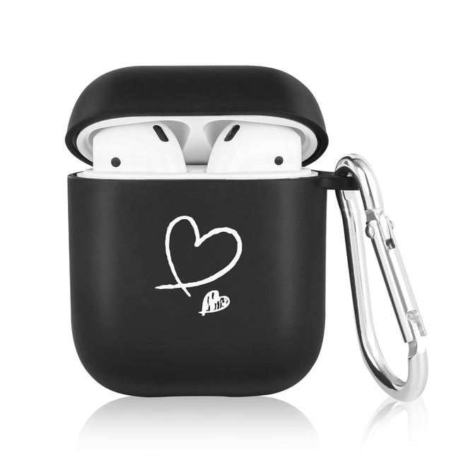 Newseego ümbris, mis ühildub AirPods 1 ja 2 ümbrisega, pehme silikoonist armas armastuse südamemustriga must kõrvaklappide ümbris, stiilsed AirPodsi lisatarvikud, kaasaskantav põrutuskindel kaitseümbris AirPods 1 ja 2 laadimisümbris