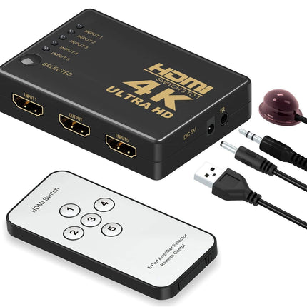 HDMI-lüliti | HDMI-lüliti 4K | HDMI-jaotur 1 kuni 3 koos 4K/1080P/3D-toega Xbox/PS3/PS4/TV/Roku/Fire TV/Blu-Ray DVD-mängija jaoks (5 x sisendit / 1 x väljundit)