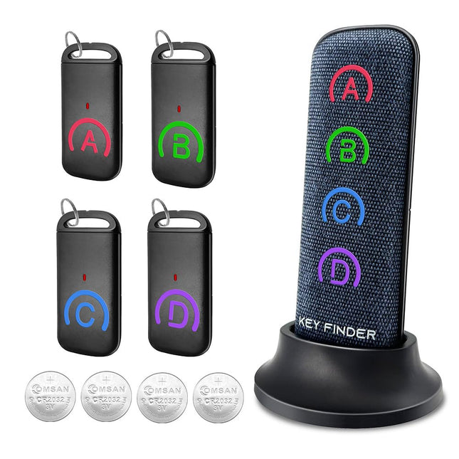 Key Finder, CHLOVOE Item Finder with Advanced Fabric Remote Control and Slim Receivers, Key Wallet Finder with 85 dB Loud (1 RF Transmitter, 4 Receivers)