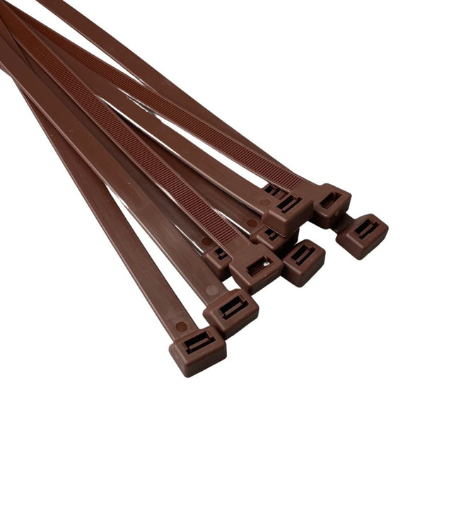 On1shelf® Premium Cable Ties, 650 mm x 12.0 mm, 65 cm, Strong and Long, Nylon (50, Brown)