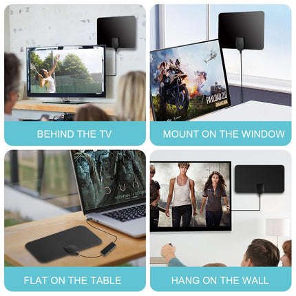 AXFEE HDTV antenn, siseantenn Freeview TV jaoks, digitaaltelevisiooni antenn signaalivõimendiga, antenni signaalivõimendi kõigile tavapärastele ja HD-teleritele, toetab 4K 1080P HD VHF UHF-i, 10 jala pikkune kaabel