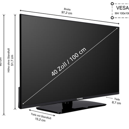 Telefunken Android TV 40-tolline televiisor (Full HD nutiteler, HDR, kolmekordne tuuner, Bluetooth) XF40AN750M, must