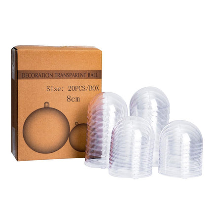 AGM 20 Pieces 8 cm Transparent Christmas Tree Balls, Plastic Balls DIY Fillable Craft Balls, Plastic Balls Ornaments for Christmas New Year, Winter Theme Decorations Balls