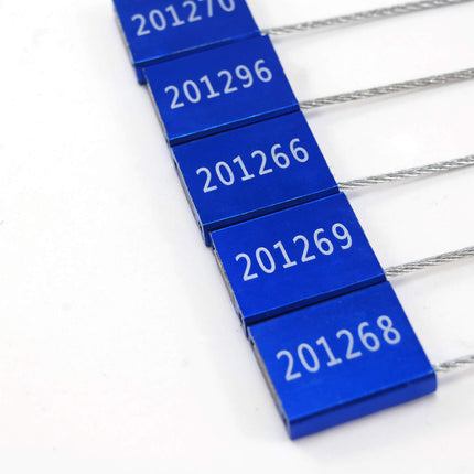 Security seals, cable seals, cable ties, metal signs, aluminum alloy, wire, cable seals, blue, 100 pieces