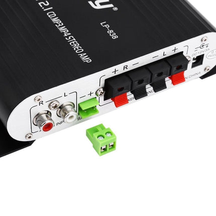 DollaTek LEPY LP-838 autokanali võimendi, stereo subwoofer, heli lisatarvik (must), LED-tuli