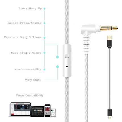 Riwbox Bluetooth kõrvaklapid, XBT-80 kokkupandavad juhtmevabad stereo kõrvaklapid mikrofoni ja helitugevuse regulaatoriga, juhtmega ja juhtmevabad, arvuti/mobiiltelefonide/teleri jaoks (valge ja kuldne)