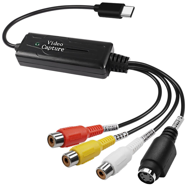 XMSJSIY RCA AV-st USB-C muundurisse videokaardi adapter 1-kanaliline AV NTSC PAL Video S-video/komposiit-USB-muundurisse video- ja helisignaali RCA mobiiltelefonile/arvutile