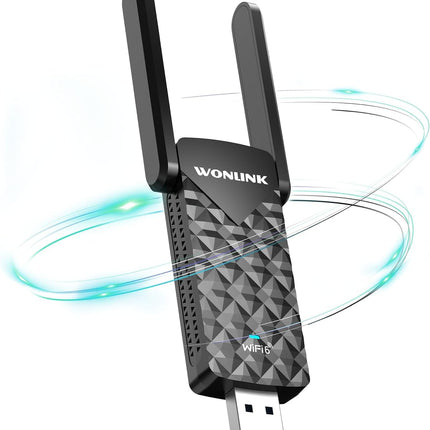 WONLINK WLAN Stick for PC, AX1800 WLAN 6 Adapter USB 3.0 Dual Band with 2 High Gain Antennas for PC/Desktop/Laptop, Internet Stick Antenna Compatible with Windows 11/10, WPA3