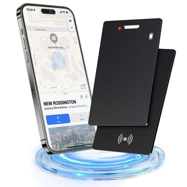 Thin Wallet Tracker Card Tag: 2 Pack 1.6mm Rechargeable Air Smart Tracker - IP68 Waterproof Wallet Finder Compatible with Apple Find My (iOS only) - Wallet Tracker Card for Suitcases Passports