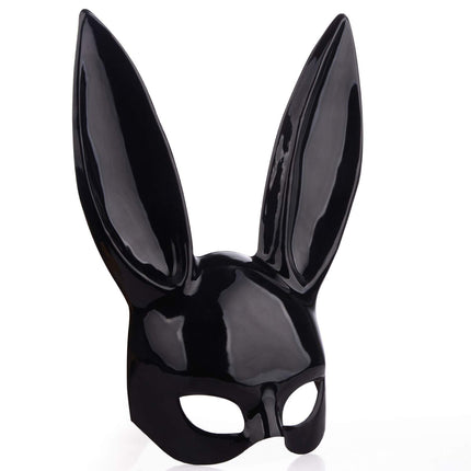 lulalula plastmassist jänku mask kõrvadega halloweeniks, sünnipäevaks, peoks, cosplay'ks, lõpupiduks, lihavõttepühadeks unisex täiskasvanutele must