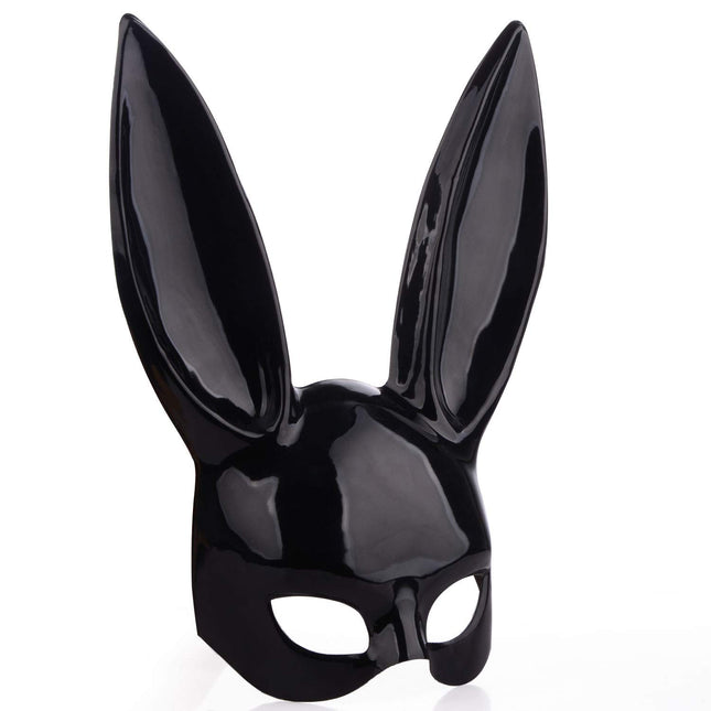 lulalula plastmassist jänku mask kõrvadega halloweeniks, sünnipäevaks, peoks, cosplay'ks, lõpupiduks, lihavõttepühadeks unisex täiskasvanutele must