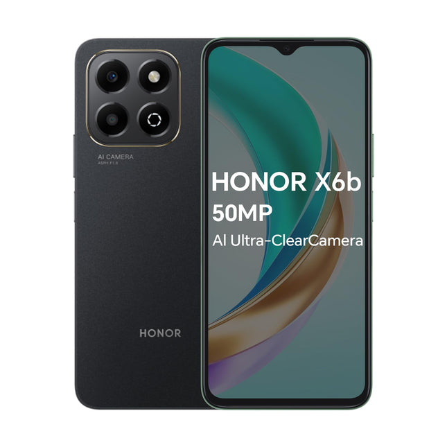 HONOR X6b 4G nutitelefon 4GB 128GB, 6.56' 90Hz TFTLCD, 5200mAh aku, 50MP tagakaamera, Android 14, kahe SIM-kaardiga, NFC, must (ilma laadijata)