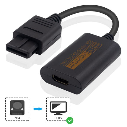 Duttek N64 to HDMI Converter, N64 to HDMI Adapter Cable, HDTV Video Converter Supports SNES, SFC, N64, GC Displays Modes Output to 720p, No Power Supply Required, 20 cm.