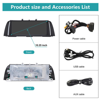 Ninetomi 10,25-tolline autoraadio, Apple CarPlay/Android Auto/Mirrorlink/GPS 2010-2012 BMW 5. seeria F10/F11 mudelitele koos CIC puutetundliku ekraaniga autoraadio, GPS-navigatsiooniga autole, integreeritud DSP-ga