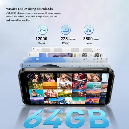 Hipipooo Mini lukustamata nutitelefon 4G telefon 3.0-tolline kahe SIM-kaardiga 2000mAh akuga kahe kaameraga Android 10.0 neljatuumaline WiFi Bluetooth leviala varutelefon (sinine, 3GB+64GB)