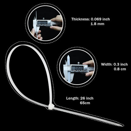 Kaablisidemed (valged, 650 x 8 mm, 30 tk)