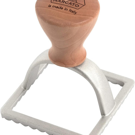 MARCATO Ravioli ja Küpsisevorm, Raviolimasin, Küpsisevormid, Täispuit ja valualumiinium, Valmistatud Itaalias, 58 mm Ruudukujuline Tempel