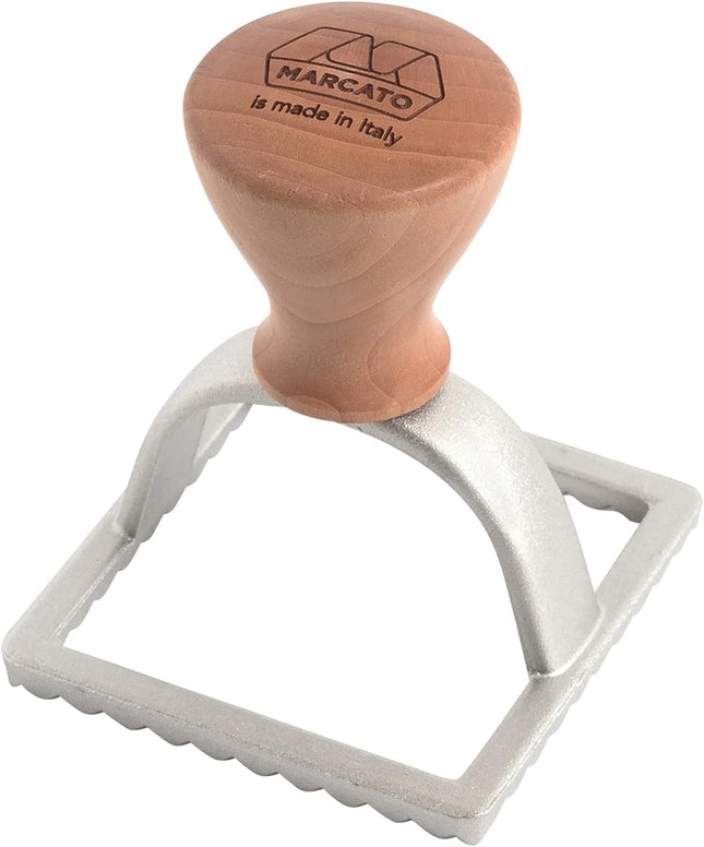 MARCATO Ravioli ja Küpsisevorm, Raviolimasin, Küpsisevormid, Täispuit ja valualumiinium, Valmistatud Itaalias, 58 mm Ruudukujuline Tempel