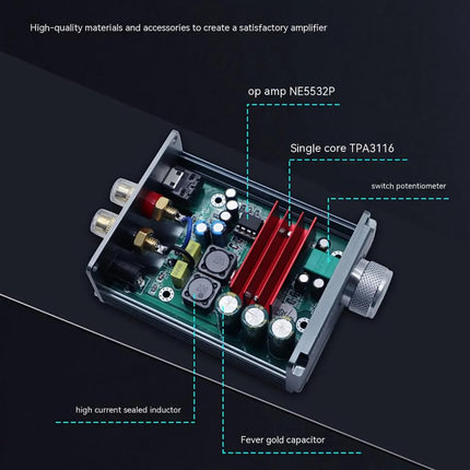 DollaTek 100W mini-subwoofer-võimsusvõimendi TPA3116D2 Audio HiFi võimendi must