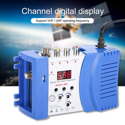 VBESTLIFE RF-modulaator AV-RF AV-TV muundur toetab FM/UHF töösagedust satelliitvastuvõtjatele/videokaameratele/CD-kaameratele/videomakkidele/DVD-dele (EL-pistik)