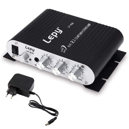 DollaTek LEPY LP-838 autokanali võimendi, stereo subwoofer, heli lisatarvik (must), LED-tuli