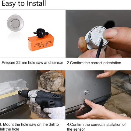 CoCar Car Reversing Alarm Parking Aid 4 Sensors Parking Assistant Parking System PDC + LED Displays + Acoustic Warning - Black