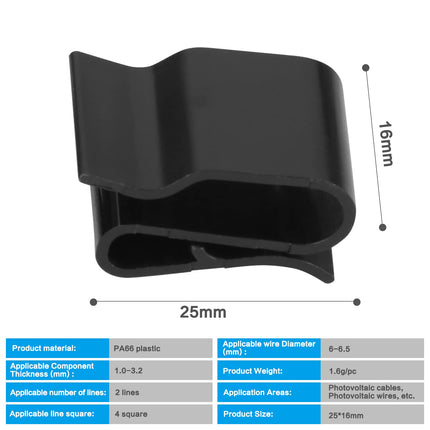 50/100 Pieces Cable Clips, Solar Module Cable Plastic Edge Clip Electrical Cable Ties, PV Wire Clip, Photovoltaic Panel Wire Clamps, Trailer Frame Wire Clamp, Black (100 Pieces)