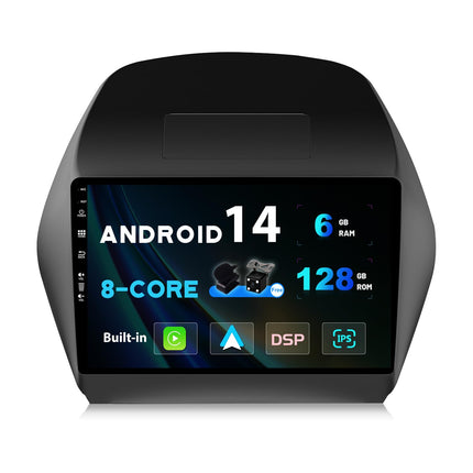 SXAUTO Android 14 - [6G+128G] - IPS autoraadio sobib Hyundai IX35-le (2010-2017) - sisseehitatud juhtmevaba Carplay/Android Auto/DSP - kaamera + mikrofon - DAB SWC WiFi kiirkäivitusega 360-kraadine kaamera 4G - 2 DIN 10.1 tolli