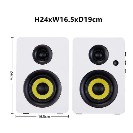 Sanyun SW206 80W kaherežiimiline riiulikõlar - stuudiomonitori ja HiFi režiimiga - 4-tolline süsinikkiust kõlar - 25-tuumaline siidfooliumist kõrgsageduskõlar - optiline koaksiaalühendus TRS Aux Bluetooth 5.0 - valge