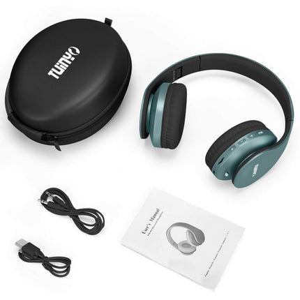TUINYO Bluetooth-kõrvaklapid, juhtmevabad kõrvaklapid mikrofoniga, HiFi stereo, kokkupandavad ja kerged juhtmevabad peakomplektid teleri/arvuti/mobiiltelefoni ja reisi/töö jaoks… (hõbedane sinine)