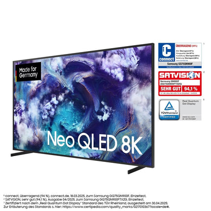 SAMSUNG Neo QLED 8K QN900F 75-tolline (189 cm) mini-LED-teler, UHD-teler, 8K tehisintellektiga ülesskaleerimine, peegeldusvaba, metallraamiga disain, Knox Security, Dolby Atmos, Art Store'i galerii, Samsung Vision tehisintellektiga nutiteler (2025)