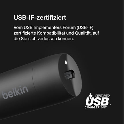 Belkin BoostCharge 30W Car Fast Charger, Cigarette Lighter USB, Compact Model with USB-C Power Delivery Port, Compatible with iPhone 16, Galaxy S24, iPad, Google Pixel, iPad Pro, Air, and More