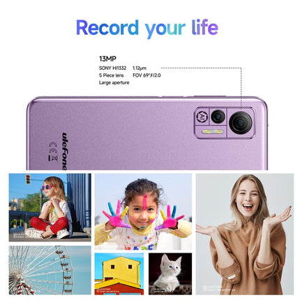 Ulefone nutitelefon ilma lepinguta, Note 14 Pro 64GB + 8GB / 128GB laiendatav mobiiltelefon odav 4500mAh 6,52-tolline ekraan 13MP + 5MP kaamera Android 12 4G kahe SIM-kaardiga 3 kaardipesa Face ID GPS OTG Type-C - lilla