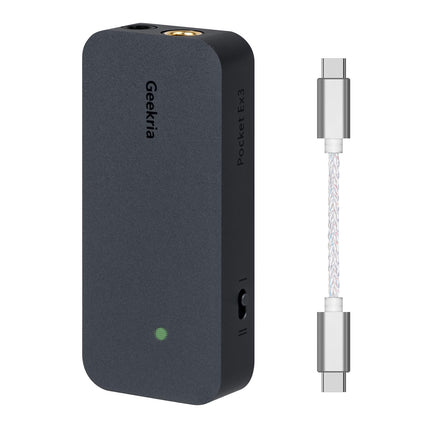 Geekria Pocket Box 3 USB-C kaasaskantav kõrvaklapivõimendi, 4,4 mm tasakaalustatud väljund ja 3,5 mm stereo väljund, Mini Hi-Fi DAC kahekiibiline CS43131, toetab kuni 384 kHz/32-bitist