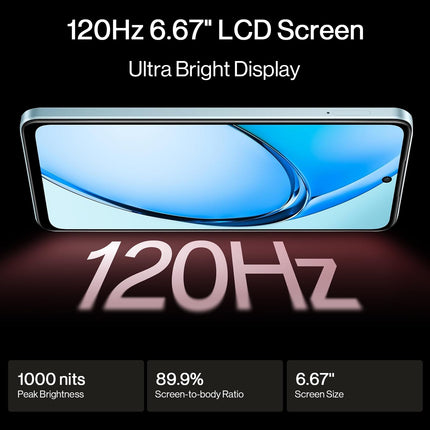 OPPO A60 5G 4+128GB, Android nutitelefon, lukustamata, mobiiltelefon, 120Hz 6,67" LCD ekraan, Dimensity 6300 5G, 50MP tehisintellektiga tagakaamera, 5100mAh aku, SUPERVOOC 45W, NFC, kahe SIM-kaardi pesa, SIM-kaardivaba, sinine