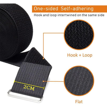 Hook and Loop Cable Ties, 5 m x 2 cm, with 25 Metal Buckles, Adjustable Cuttable Fastening Straps for Home, Office, Car, Wire Organization