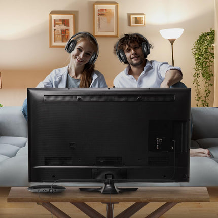 Meliconi Easy Digital Bundle, 2 juhtmevaba stereo TV-kõrvaklappi, 100% digitaalsed, analoog-/digitaalse audiosisendi ja dimensionaalse saatja alusega, must