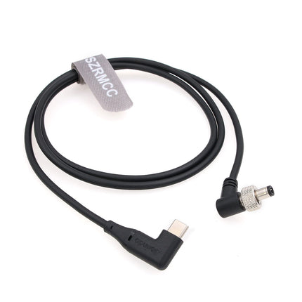 SZRMCC 12V PD täisnurgaga C-tüüpi USB-C täisnurgaga lukustatava DC 2.1 2.5 päästiku toitekaabel Atomos Battery Eliminatorile Shinobi 7 Shogun Connecti videoseadmetele Pix-E7 E5 monitor (50cm)