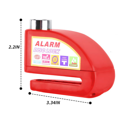 High Security Motorcycle Alarm Lock, Disc Brake Lock, 130 dB Anti-Theft Motorcycle Lock with 1.5 m Reminder Cable, Durable Disc Brake Lock for Motorcycle, Moped, Vespa, Scooter,