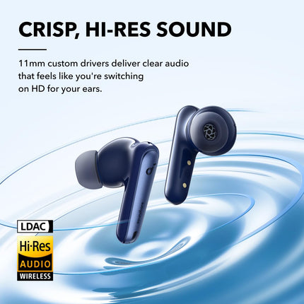 Soundcore by Anker Liberty 4 NC Bluetooth mürasummutavad kõrvaklapid, 98,5% mürasummutus, adaptiivne mürasummutus kõrvadele ja ruumiline heli, kõrglahutusega heli, 50H taasesitus (sinine)