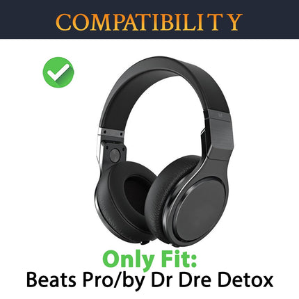 SOULWIT vahetuskõrvapadjad Monster Beats Pro/by Dr. DRE Detox kõrvaklappidele, pehmest proteiinnahast ja suure tihedusega mürasummutusvahust kõrvapadjad