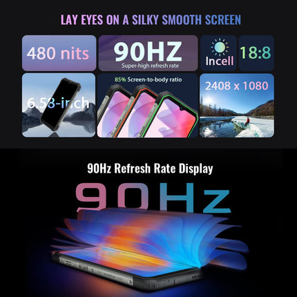 Blackview BV8800 lepinguta õues kasutatav nutitelefon, 6,58-tolline 90Hz FHD+ ekraan, 50MP tehisintellektiga neljakaamera, infrapuna-öise nägemisega, Helio G96 8GB+128GB, 8380mAh aku, IP68 Android 11 veekindel telefon, GPS NFC roheline