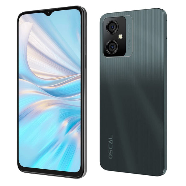 OSCAL C70 Android 12 mobiiltelefon ilma lepinguta, kaheksatuumaline 10 GB + 128 GB (2 TB TF laiendusvõimalus), 50 MP + 8 MP kaamera, 6,6-tolline HD+ ekraan, kahe SIM-kaardiga nutitelefon, 5180 mAh aku, näotuvastus ja sõrmejäljelugeja, must