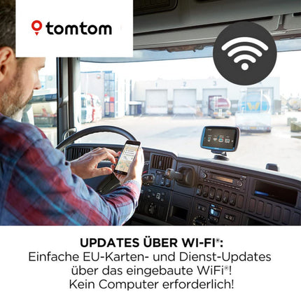 TomTom Truck Navigation Device GO Professional 520 (5-inch, points of interest and routes for trucks, traffic jam avoidance with TomTom Traffic, European map updates, updates via Wi-Fi, high-quality mount)