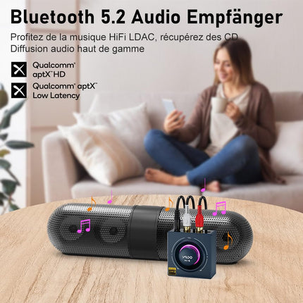 B06T3 LDAC Bluetooth-vastuvõtja stereosüsteemile, Aptx Bluetooth-adapter HiFi madala latentsusega (&lt;40ms) Chinch RCA ja 3,5 mm, muusika edastamine mobiiltelefonist/tahvelarvutist/sülearvutist/MacBookist