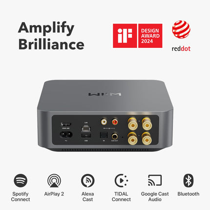 WiiM Amp: Multi-room streaming amplifier | Compatible with AirPlay, Google Cast, Alexa | HDMI, voice control | Streaming from Spotify, Amazon Music, Tidal &amp; more | Space Gray