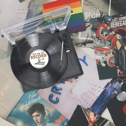 Trynnay plaadimängija kõlariga vinüülplaadimängija Juhtmevaba LP-fonograaf sisseehitatud stereokõlaritega 3-käiguline rihmülekandega plaadimängija kõlaritega Vintage Charcoal